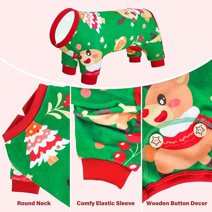 KYEESE Christmas Dog Pajamas-Soft Velvet Christmas Outfit