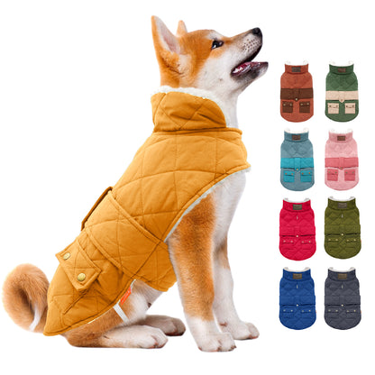 KYEESE Dog Coat-Pet Winter Coat with Leash Hole Thick Cat Clothes with Pocket Windproof Dog Jacket