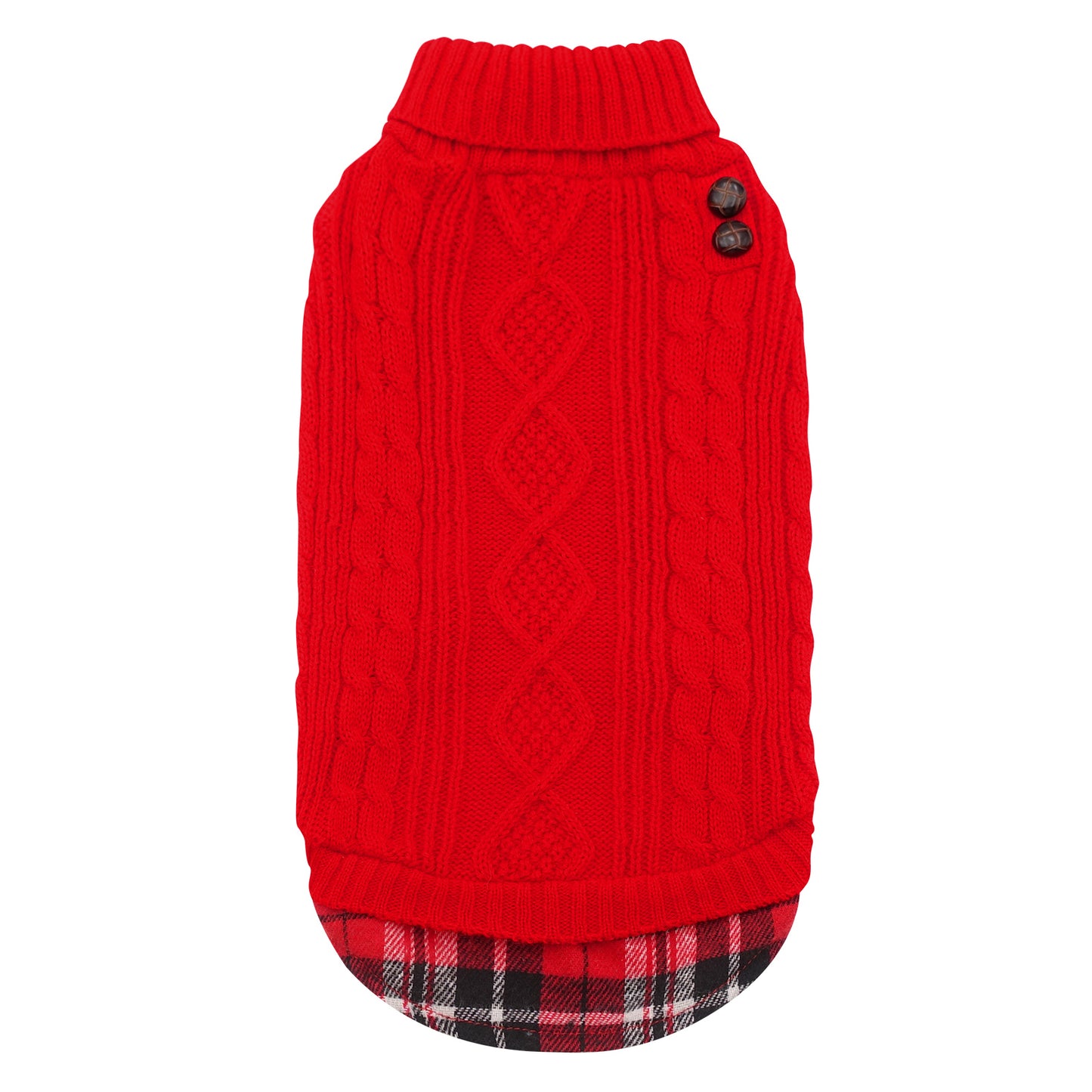KYEESE Dog Sweater – Turtleneck Dog Sweater with Gingham Patchwork, Stretchy Knitwear Soft Warm