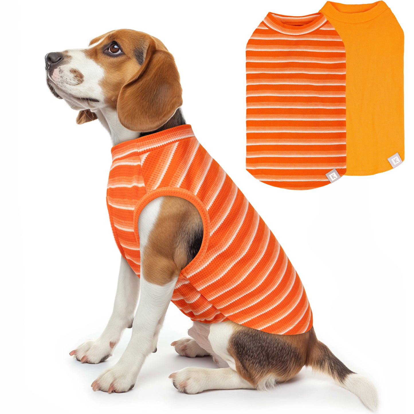 KYEESE 2Pack Waffle Dog Shirts – Lightweight Breathable Striped Tank Tops