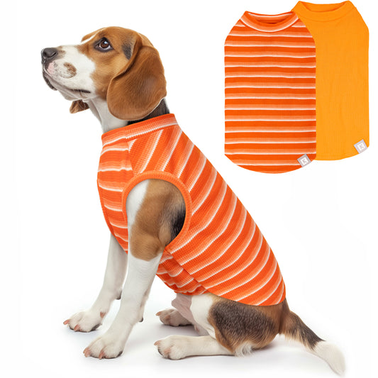 KYEESE 2Pack Waffle Dog Shirts – Lightweight Breathable Striped Tank Tops