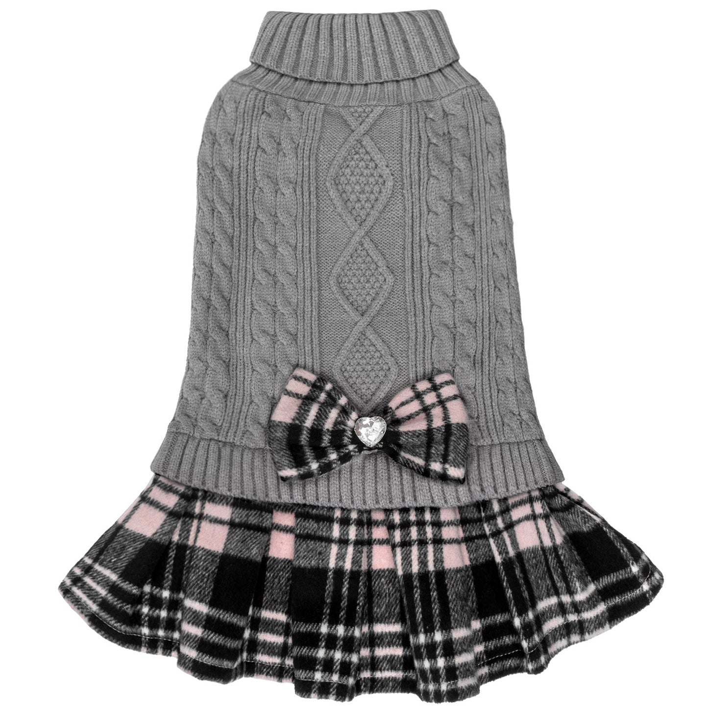 KYEESE Dog Sweater – Knitwear Dog Sweater Dress with Bowtie, Stretchy Thick Warm & Preppy Style