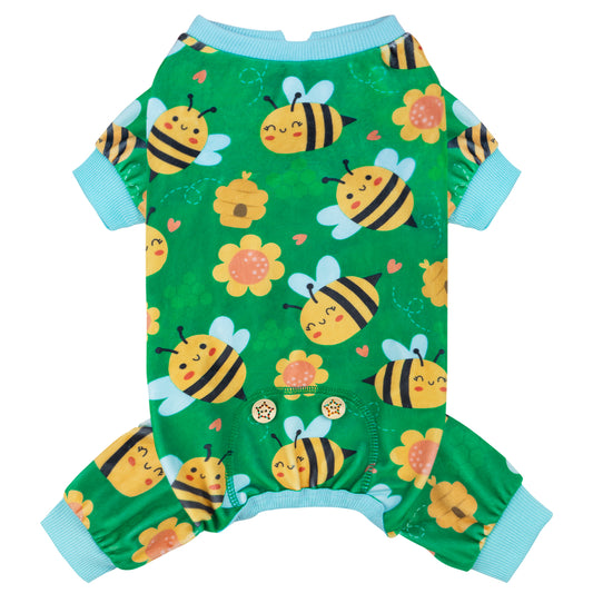Little Bee Print Velvet Dog Pajamas