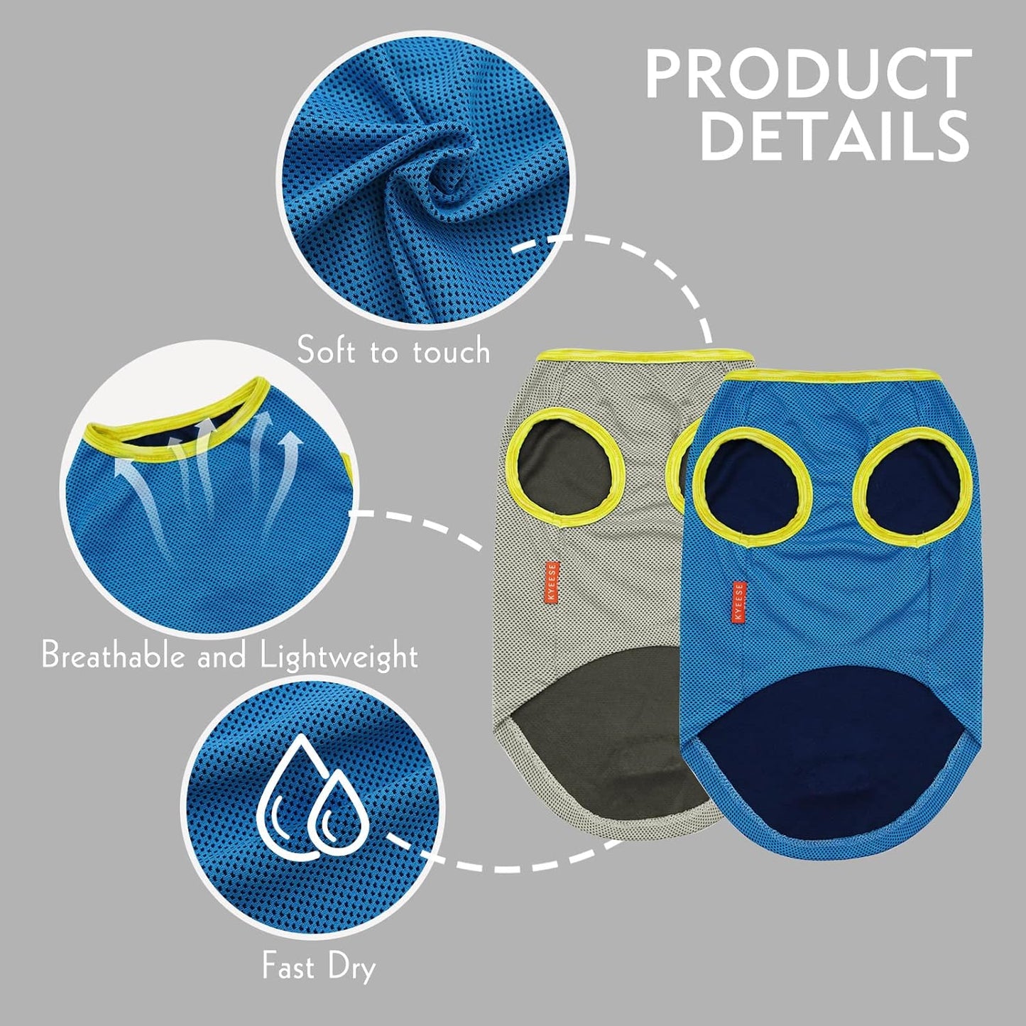 KYEESE 2 Pack Dog Cooling Shirts-Breathable  Instant Cooling Dog Vest