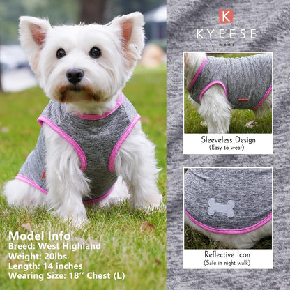 KYEESE 2 Pack Dog Shirts- Sun Protection Quick Dry Reflective Label Sleeveless Dog Vest