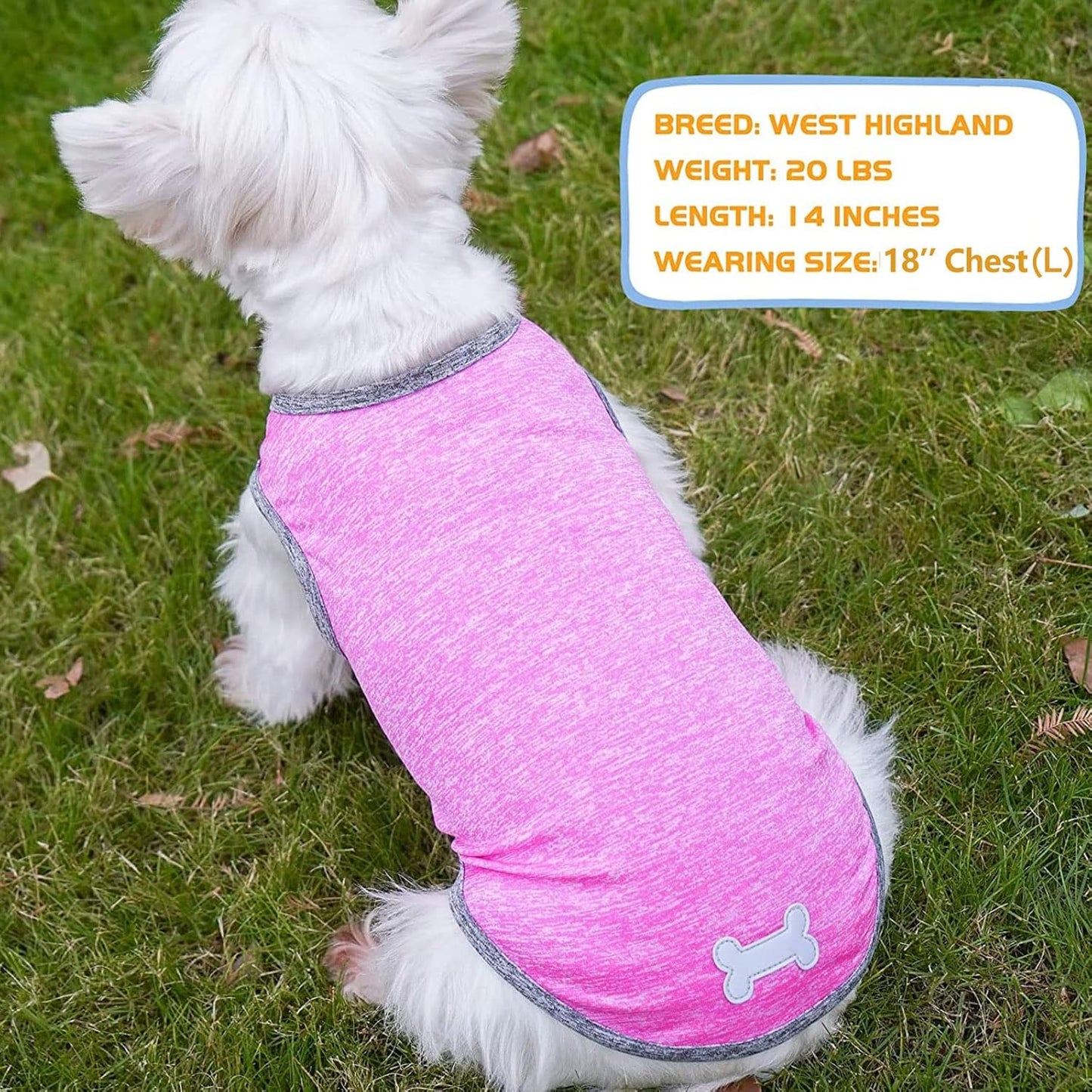 KYEESE 2 Pack Dog Shirts- Sun Protection Quick Dry Reflective Label Sleeveless Dog Vest