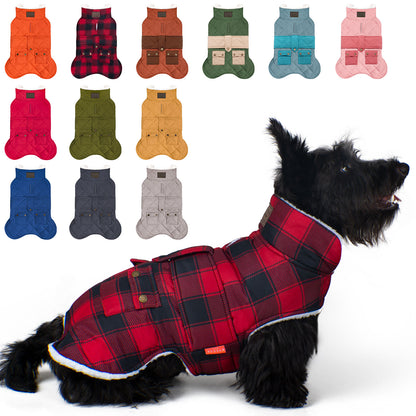 KYEESE Dog Coat-Pet Winter Coat with Leash Hole Thick Cat Clothes with Pocket Windproof Dog Jacket