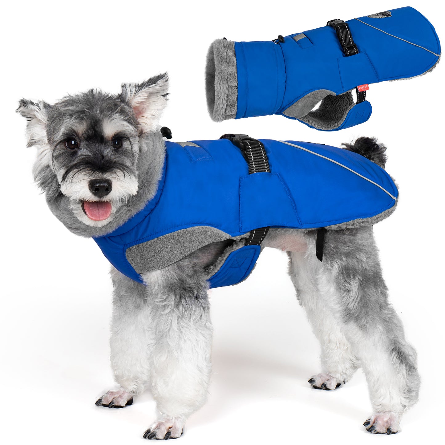 KYEESE Dog Coat-Windproof Warm Winter Jacket with Leash Hole ReflectiveThick Fleece Lined