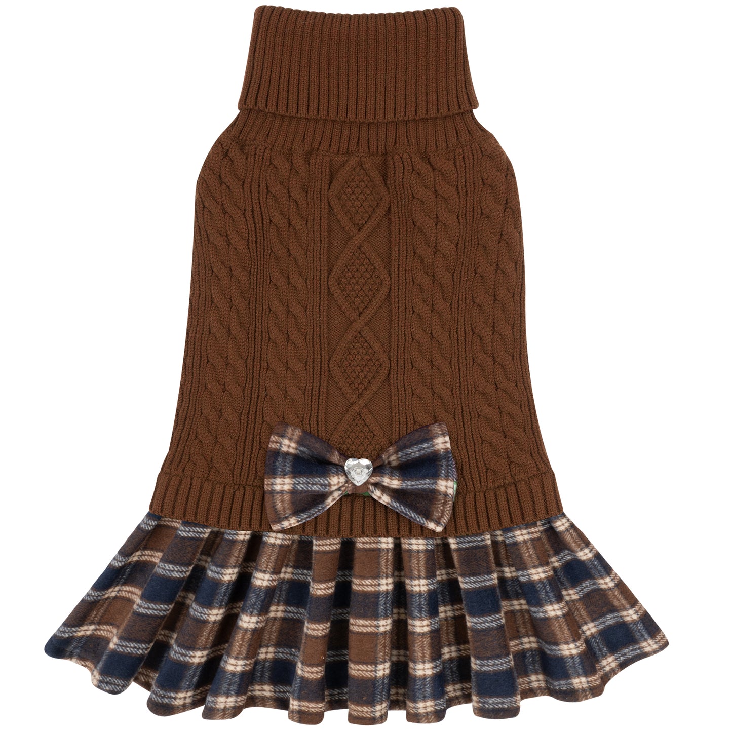 KYEESE Dog Sweater – Knitwear Dog Sweater Dress with Bowtie, Stretchy Thick Warm & Preppy Style