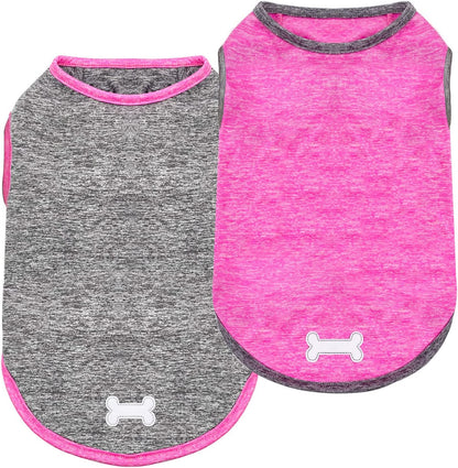 KYEESE 2 Pack Dog Shirts- Sun Protection Quick Dry Reflective Label Sleeveless Dog Vest