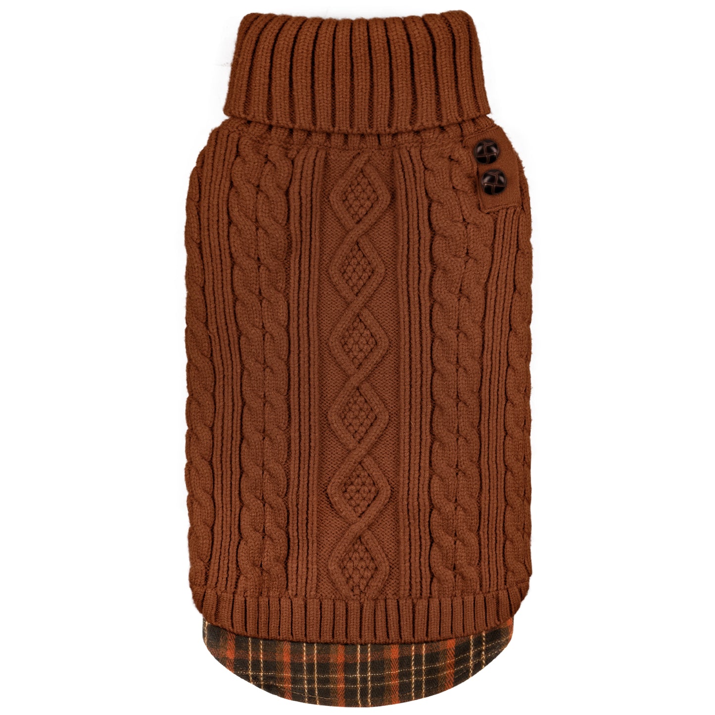 KYEESE Dog Sweater – Turtleneck Dog Sweater with Gingham Patchwork, Stretchy Knitwear Soft Warm
