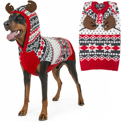 Christmas Reindeer Hooded Dog Sweater