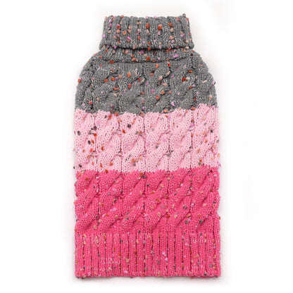 KYEESE Dog Sweaters-Color Block Fuzzy Thread Knitted Turtleneck Fall Winter Dog Sweater