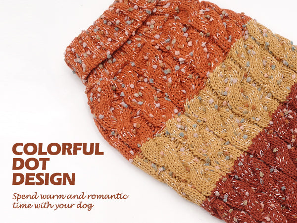 KYEESE Dog Sweaters-Color Block Fuzzy Thread Knitted Turtleneck Fall Winter Dog Sweater