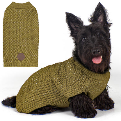 KYEESE Dog Sweater – with Leash Hole & Reflective Yarn, Thick Warm Pullover