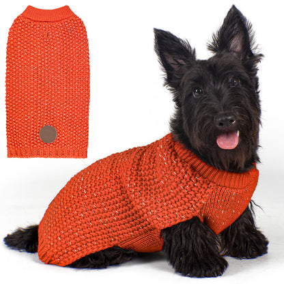 KYEESE Dog Sweater – with Leash Hole & Reflective Yarn, Thick Warm Pullover