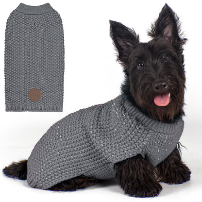 KYEESE Dog Sweater – with Leash Hole & Reflective Yarn, Thick Warm Pullover