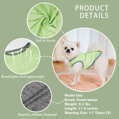 KYEESE 2 Pack Dog Shirts- Sun Protection Quick Dry Reflective Label Sleeveless Dog Vest
