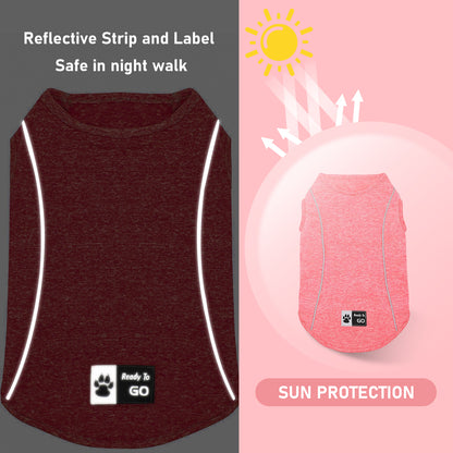 KYEESE Dog Shirt/2pack Dog Shirt-Sports Athletic Breathable Dog T-Shirt with Reflective Strip Tank Top