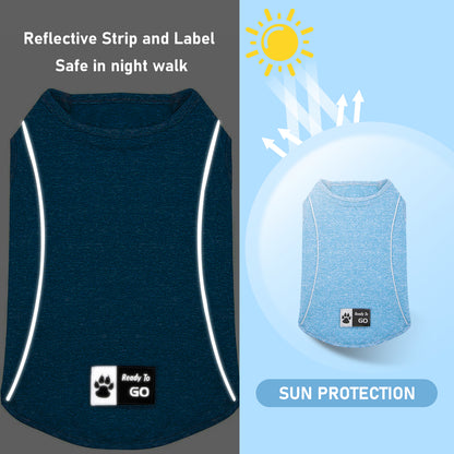 KYEESE Dog Shirt/2pack Dog Shirt-Sports Athletic Breathable Dog T-Shirt with Reflective Strip Tank Top