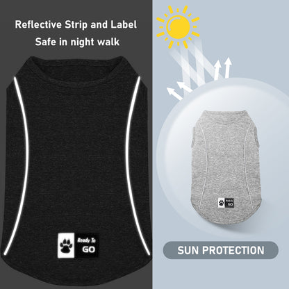 KYEESE Dog Shirt/2pack Dog Shirt-Sports Athletic Breathable Dog T-Shirt with Reflective Strip Tank Top