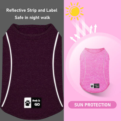 KYEESE Dog Shirt/2pack Dog Shirt-Sports Athletic Breathable Dog T-Shirt with Reflective Strip Tank Top