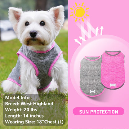 KYEESE 2 Pack Dog Shirts- Sun Protection Quick Dry Reflective Label Sleeveless Dog Vest