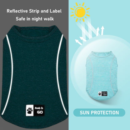 KYEESE Dog Shirt/2pack Dog Shirt-Sports Athletic Breathable Dog T-Shirt with Reflective Strip Tank Top