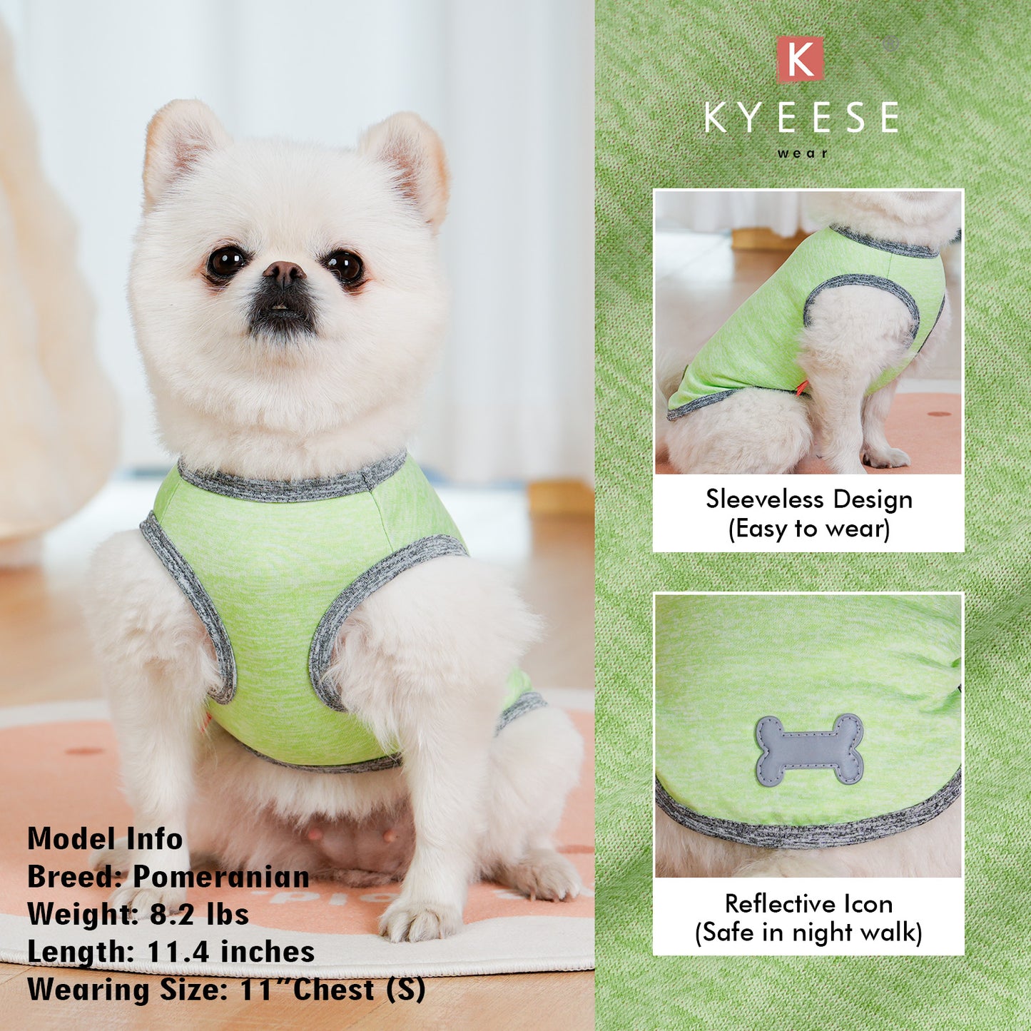 KYEESE 2 Pack Dog Shirts- Sun Protection Quick Dry Reflective Label Sleeveless Dog Vest