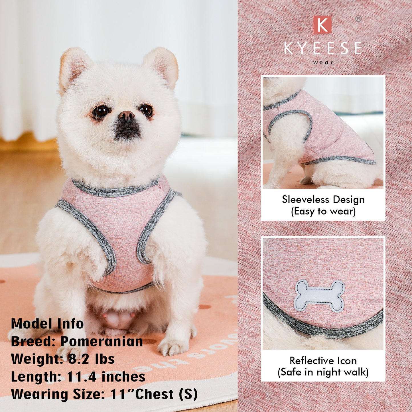 KYEESE 2 Pack Dog Shirts- Sun Protection Quick Dry Reflective Label Sleeveless Dog Vest
