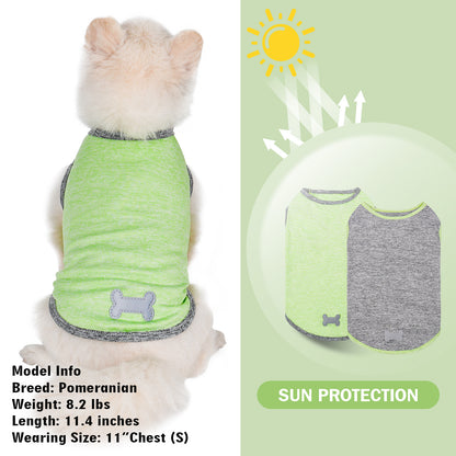 KYEESE 2 Pack Dog Shirts- Sun Protection Quick Dry Reflective Label Sleeveless Dog Vest