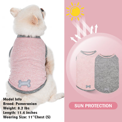 KYEESE 2 Pack Dog Shirts- Sun Protection Quick Dry Reflective Label Sleeveless Dog Vest