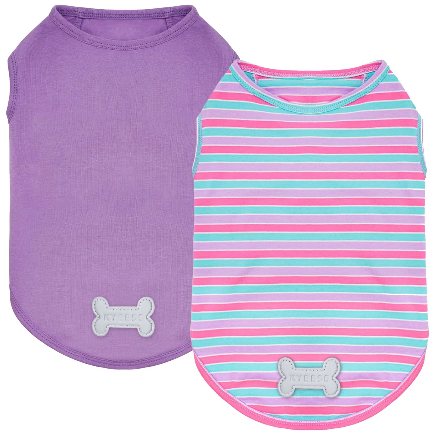 KYEESE 2Pack Striped Dog Shirts – Lightweight Cotton Sleeveless T-Shirts