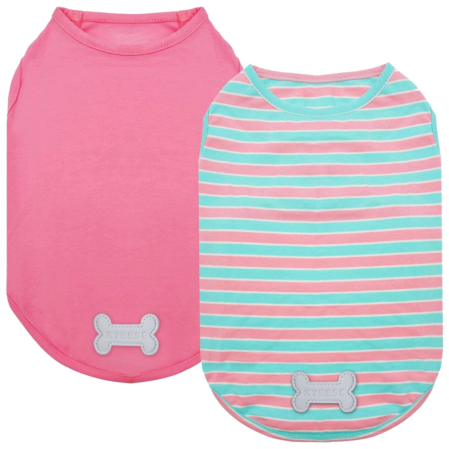 KYEESE 2Pack Striped Dog Shirts – Lightweight Cotton Sleeveless T-Shirts