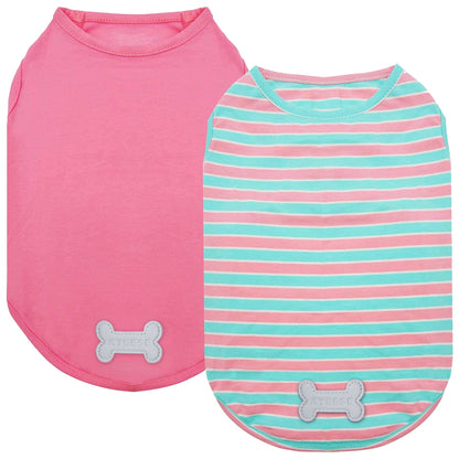 KYEESE 2Pack Striped Dog Shirts – Lightweight Cotton Sleeveless T-Shirts