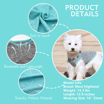 KYEESE 2 Pack Dog Shirts- Sun Protection Quick Dry Reflective Label Sleeveless Dog Vest