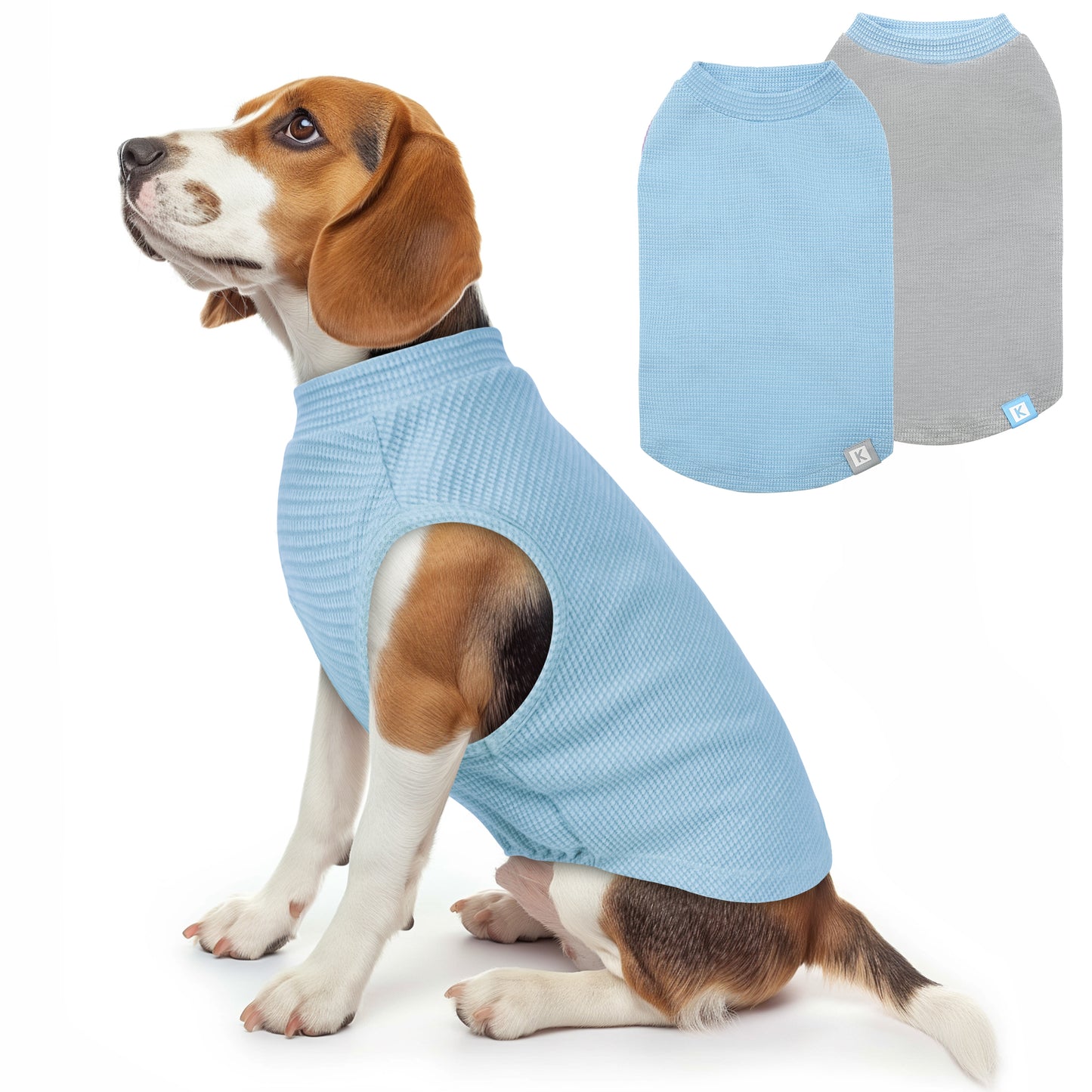 KYEESE 2Pack Waffle Dog Shirts – Lightweight Breathable Striped Tank Tops