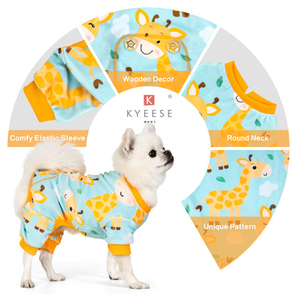 KYEESE Velvet Dog Pajamas-Stretchy Comfy Print Doggie Jammies