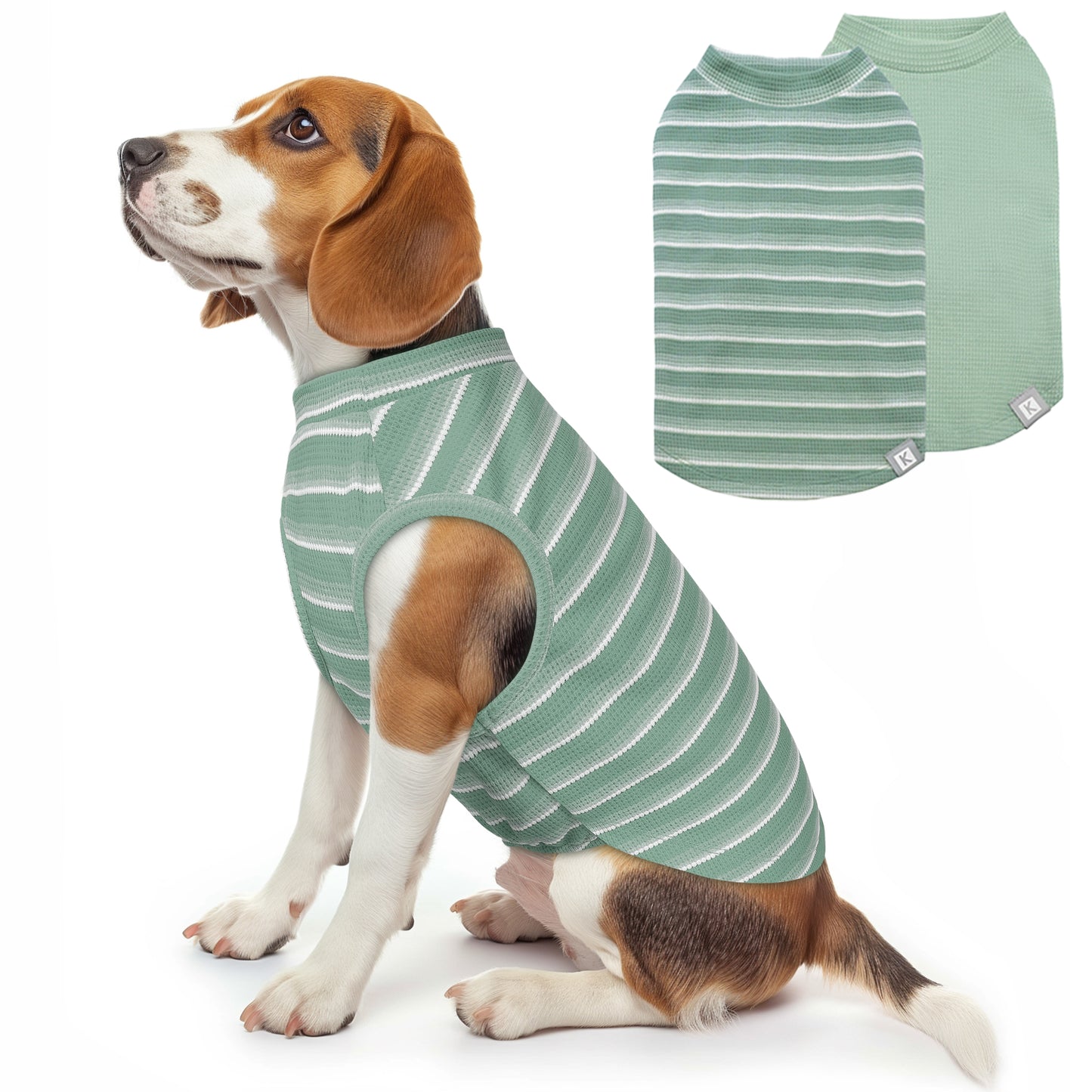 KYEESE 2Pack Waffle Dog Shirts – Lightweight Breathable Striped Tank Tops