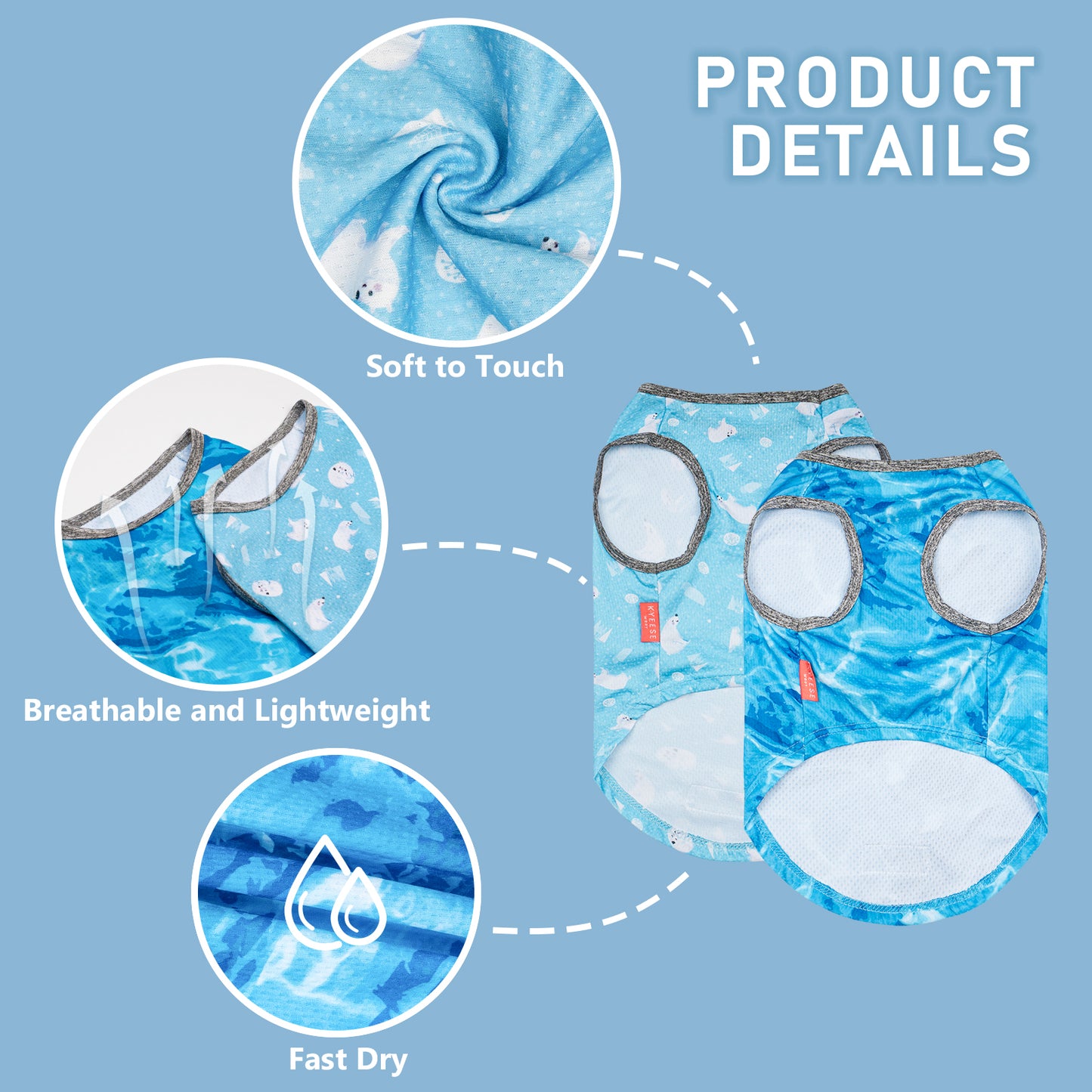 KYEESE 2 Pack Dog Cooling Shirts-Breathable  Instant Cooling Dog Vest