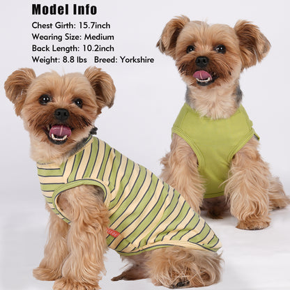 KYEESE 2Pack Striped Dog Shirts – Lightweight Cotton Sleeveless T-Shirts