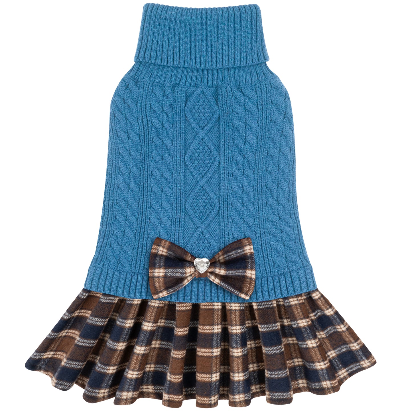 KYEESE Dog Sweater – Knitwear Dog Sweater Dress with Bowtie, Stretchy Thick Warm & Preppy Style