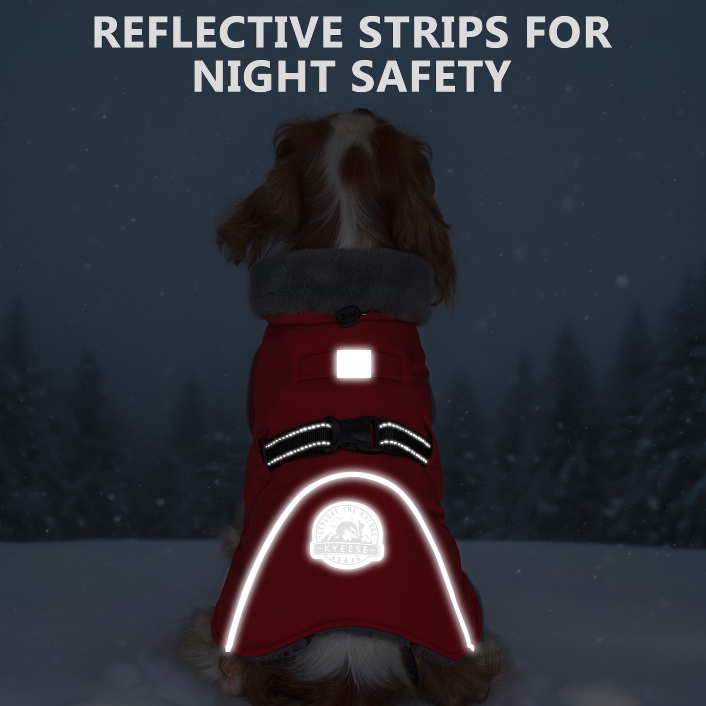 KYEESE Dog Coat-Windproof Warm Winter Jacket with Leash Hole ReflectiveThick Fleece Lined