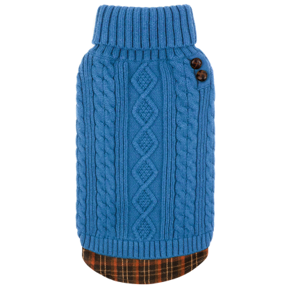 KYEESE Dog Sweater – Turtleneck Dog Sweater with Gingham Patchwork, Stretchy Knitwear Soft Warm