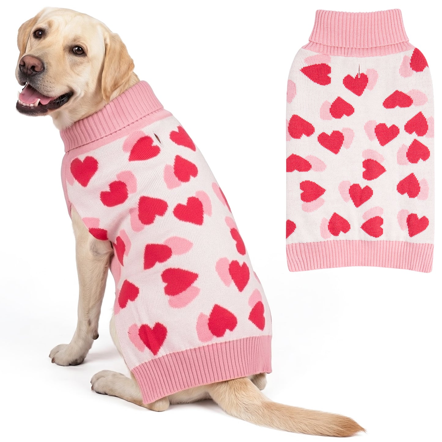 Valentine Heart Pink Dog Sweater