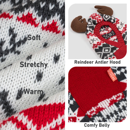 Christmas Reindeer Hooded Dog Sweater