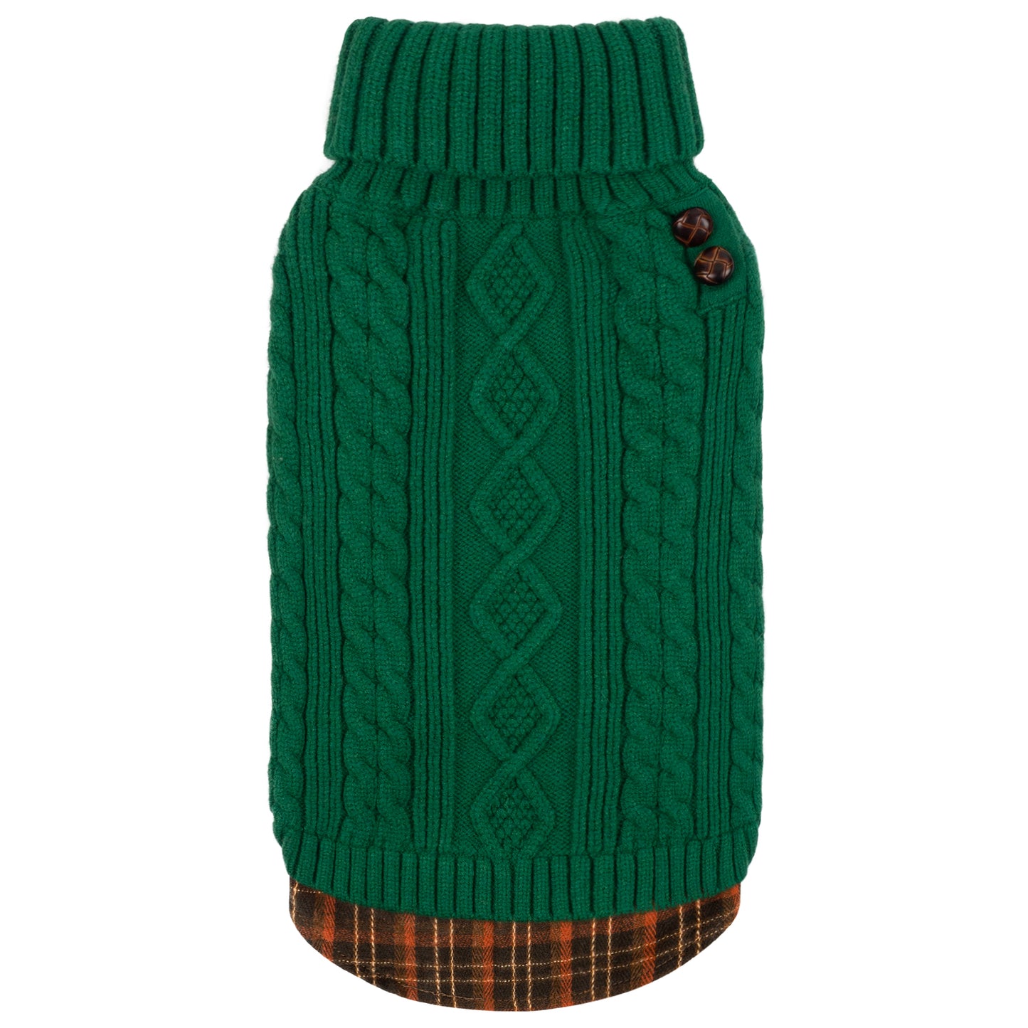 KYEESE Dog Sweater – Turtleneck Dog Sweater with Gingham Patchwork, Stretchy Knitwear Soft Warm