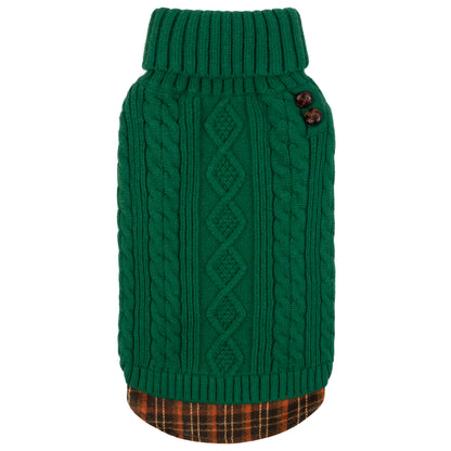 KYEESE Dog Sweater – Turtleneck Dog Sweater with Gingham Patchwork, Stretchy Knitwear Soft Warm