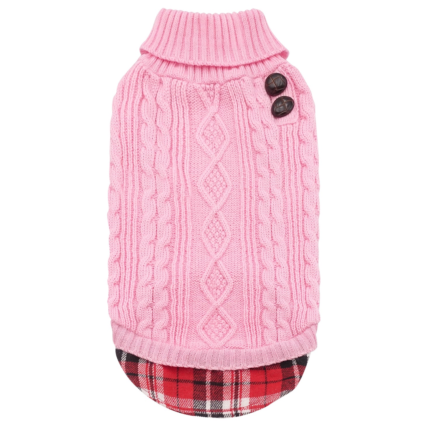 KYEESE Dog Sweater – Turtleneck Dog Sweater with Gingham Patchwork, Stretchy Knitwear Soft Warm
