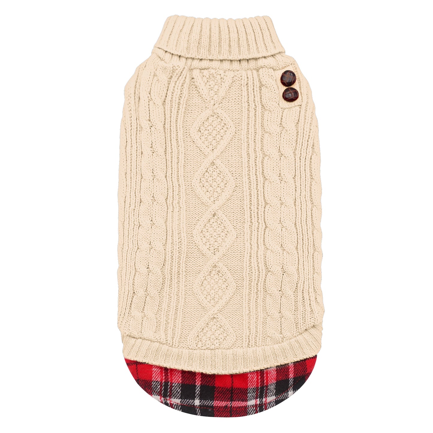 KYEESE Dog Sweater – Turtleneck Dog Sweater with Gingham Patchwork, Stretchy Knitwear Soft Warm